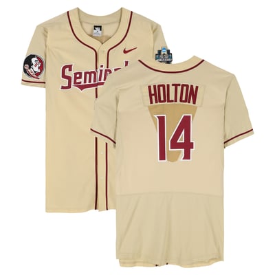 Tyler Holton Florida State Seminoles Fanatics Authentic Player-Issued #14 Gold Jersey from the 2017 College World Series - Size 46