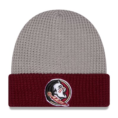 Florida State Seminoles New Era Unisex Cuffed Waffle Knit Hat - Gray/Garnet