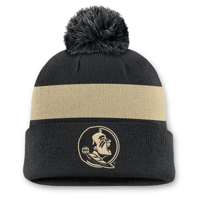 Florida State Seminoles Nike Unisex Primetime Stripe Cuffed Knit Hat with Pom - Black