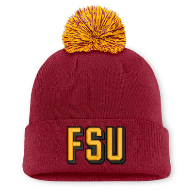 Florida State Seminoles Nike Unisex Letter Mascot Knit Hat with Pom - Garnet