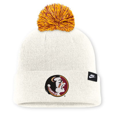 Florida State Seminoles Nike Unisex Letter Mascot Knit Hat with Pom - White