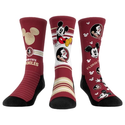  Florida State Seminoles Rock Em Unisex Disney Three-Pack Crew Socks - 
