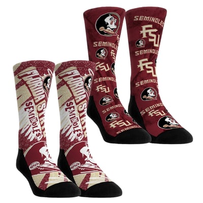 Florida State Seminoles Rock Em Unisex Two-Piece Team Blast Crew Socks Set