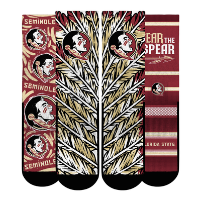  Florida State Seminoles Rock Em Unisex Fan Favorite Three-Pack Crew Sock Set - Garnet