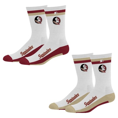  Florida State Seminoles Starter Unisex Two-Pack Stripe Top End Crew Socks
