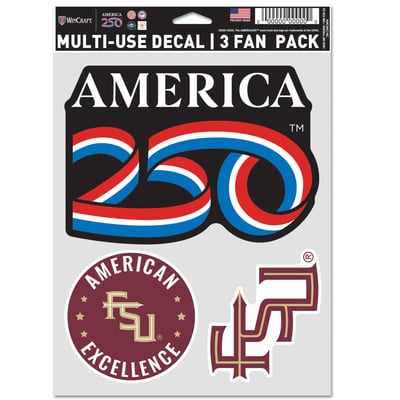 Florida State Seminoles WinCraft America 250 5.5" x 7.75" Three-Piece Fan Decal Set