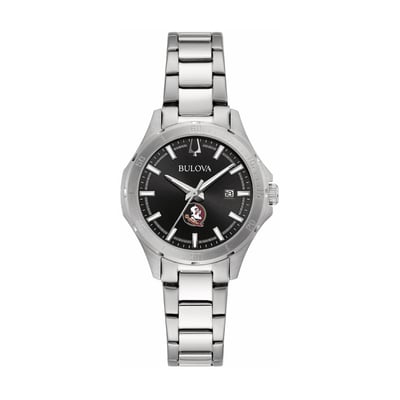 Florida State Seminoles Bulova Women's Stainless Steel Sport Classic Watch - Black