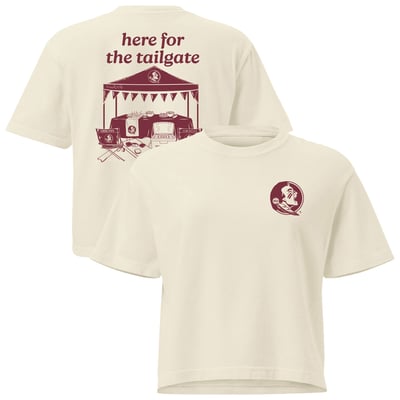 Florida State Seminoles Comfort Colors Women's Here For The Tailgate Cropped T-Shirt - Cream
