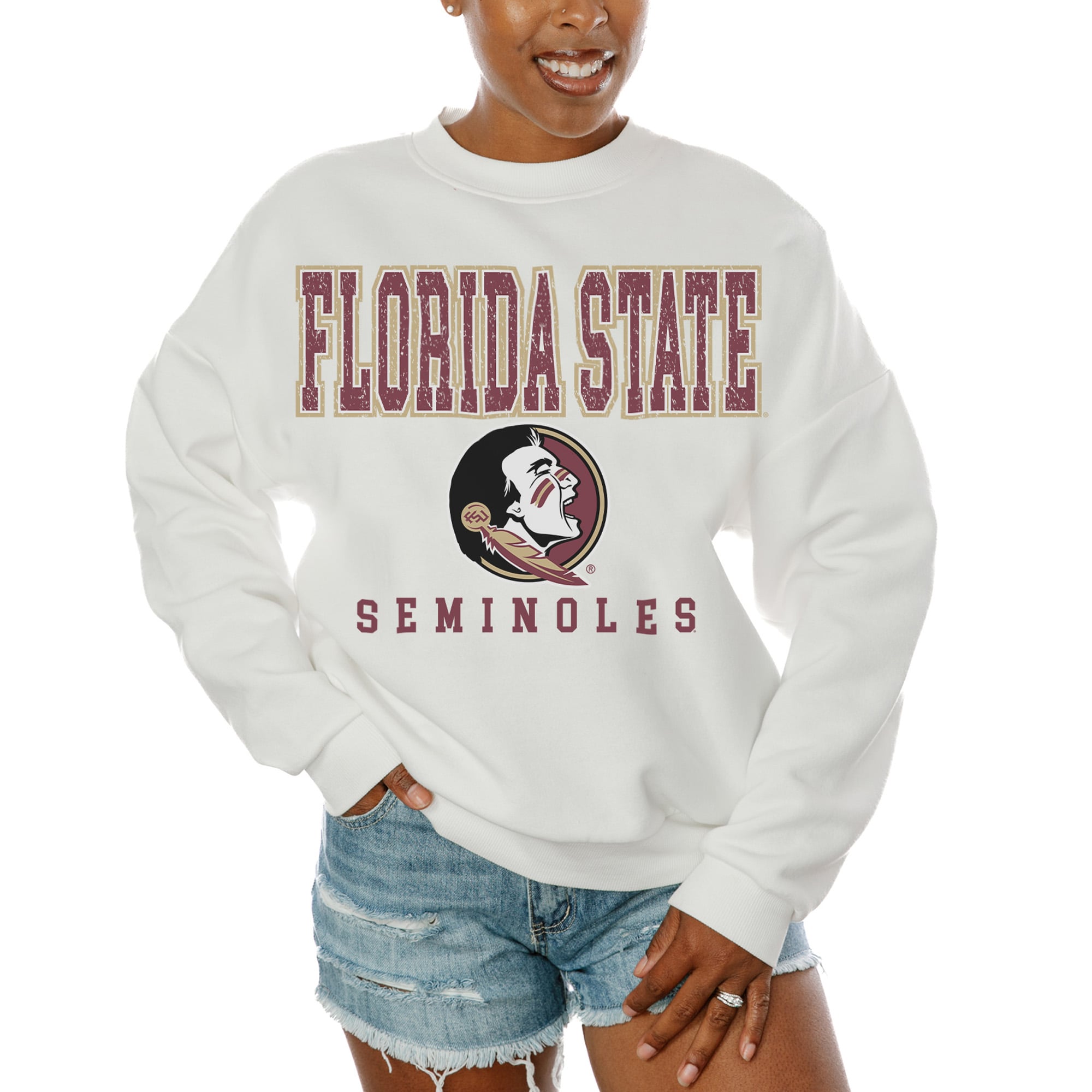 Florida State Seminoles Gameday Couture Women's Freestyle Fleece Pullover Sweatshirt - White