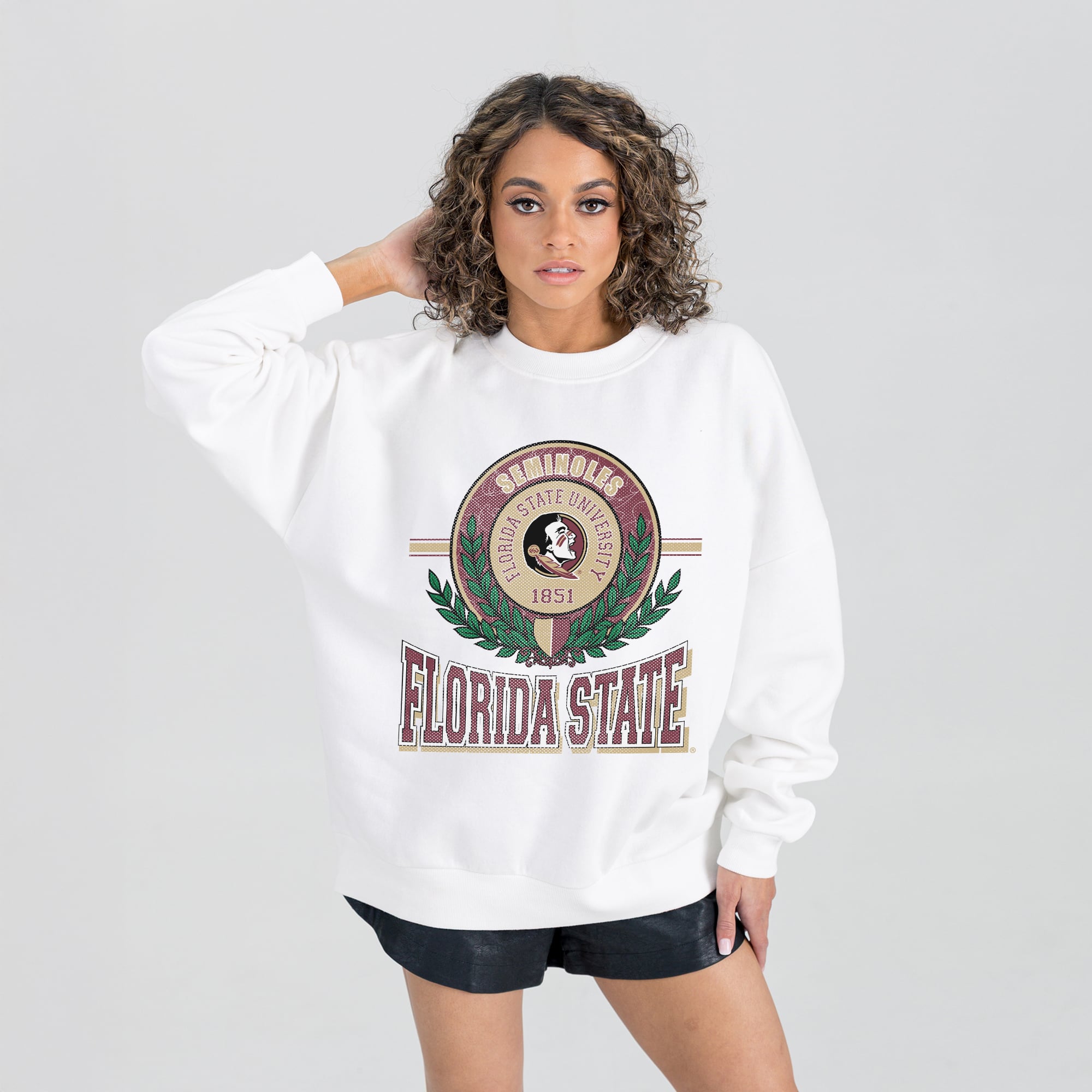 Florida State Seminoles Gameday Couture Women's Hot Shot Fleece Pullover Sweatshirt - White
