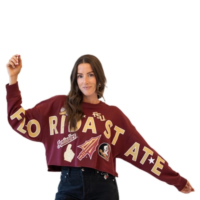 Florida State Seminoles Gameday Social Women's Patch Phipps Sweatshirt - Garnet
