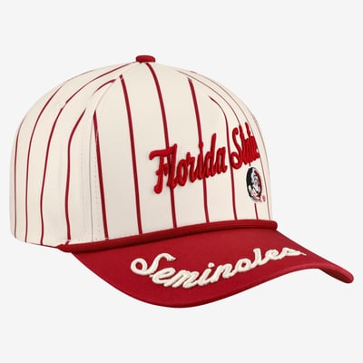 Florida State Seminoles Gameday Social Women's Pinstripe Script Five-Panel Rope Adjustable Hat - White