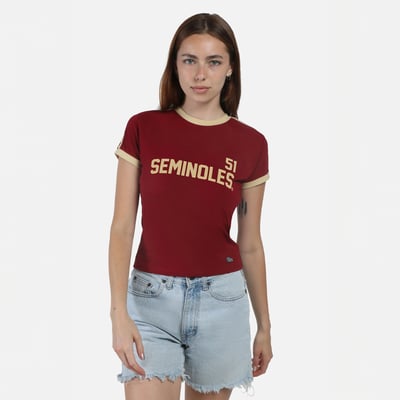  Florida State Seminoles Hype and Vice Women's Cropped Goalie Baby T-Shirt - Garnet