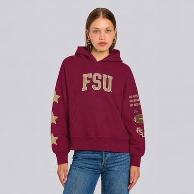  Florida State Seminoles Hype and Vice Women's Cropped Spirit Hoodie - Garnet