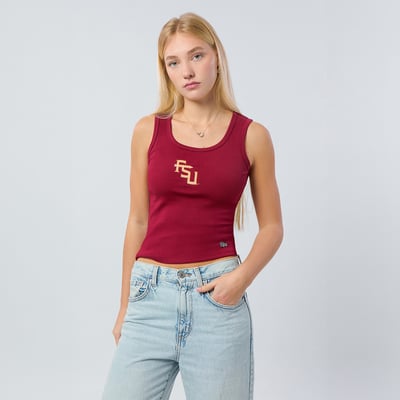  Florida State Seminoles Hype and Vice Women's Primary Logo Ribbed Tank Top - Garnet