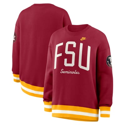  Florida State Seminoles Nike Women's Oversized Legacy Arch Phoenix Sweatshirt - Garnet