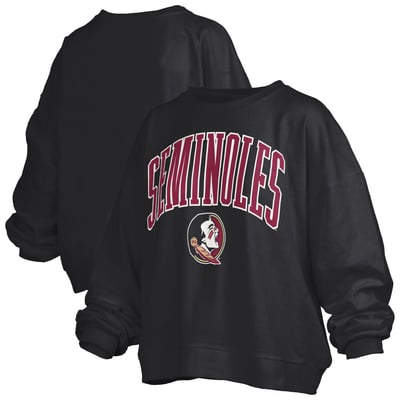 Florida State Seminoles Pressbox Women's Oversized Janise Arch Over Logo Fleece Sweatshirt - Black