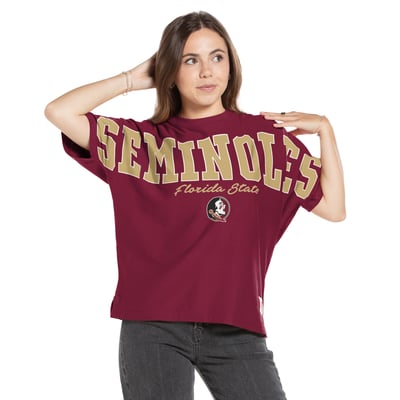  Florida State Seminoles Pressbox Women's Flannigan Oversized T-Shirt - Garnet