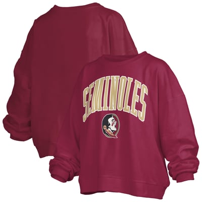 Florida State Seminoles Pressbox Women's Oversized Janise Arch Over Logo Fleece Sweatshirt - Garnet