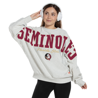 Florida State Seminoles Pressbox Women's Flannigan Oversized Fleece Sweatshirt - Heather Gray