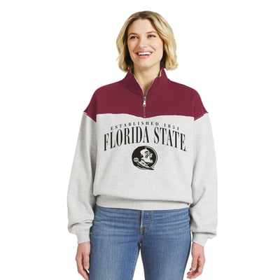  Florida State Seminoles WEAR by Erin Andrews Women's Colorblock Half-Zip Pullover - Garnet