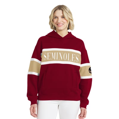  Florida State Seminoles WEAR by Erin Andrews Women's Colorblock Hoodie - Garnet
