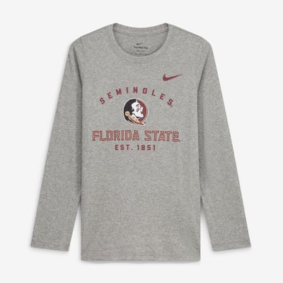  Florida State Seminoles Nike Youth Legend Dri-FIT Long Sleeve T-Shirt - Gray