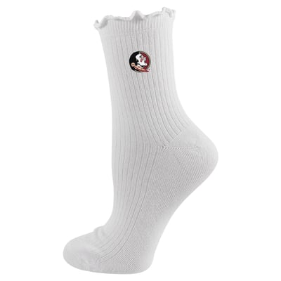  Florida State Seminoles PRO Compression Youth Logo Lettuce Hem Quarter Socks - White