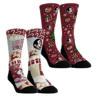Florida State Seminoles Rock Em Socks Youth Holiday Remix Crew Socks Two-Pack