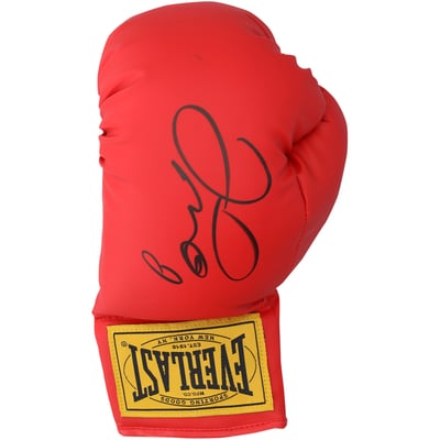 Floyd Mayweather Autographed Fanatics Authentic Red Everlast Boxing Glove with Yellow Tag