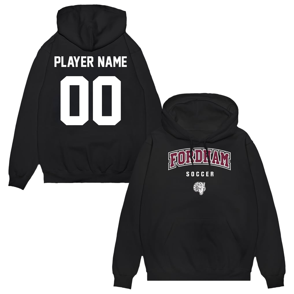 Fordham Rams Unisex NIL Pick-A-Player Women's Soccer Pullover Hoodie - Black