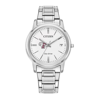 Fordham Rams Citizen Watch Women's Eco-Drive White Dial Stainless Steel Watch - Silver