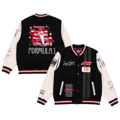 2026 Las Vegas Grand Prix Full-Snap Varsity Jacket - Black/Cream