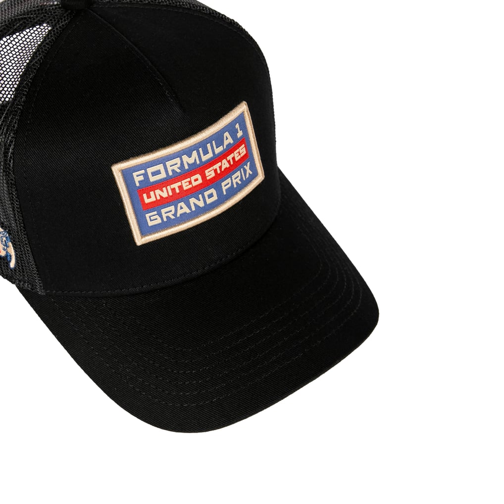 F1 Insomniac United States Grand Prix Pinched-Panel Patch Adjustable Trucker Hat - Black