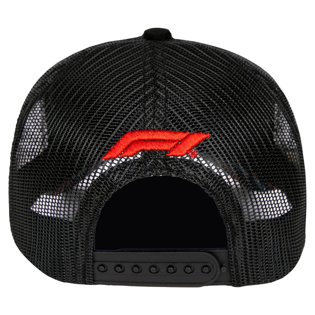 F1 Insomniac United States Grand Prix Pinched-Panel Patch Adjustable Trucker Hat - Black