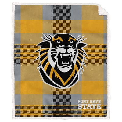 Fort Hays State Tigers Pegasus Bold Plaid Steel 50" x 60" Ultra Cozy Sherpa Blanket