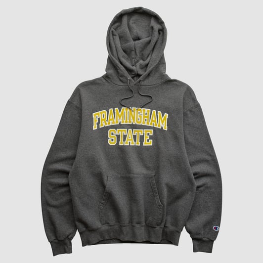 Framingham State Rams Champion 2000s Hooded Pullover Sweatshirt - Charcoal - XS by Fanatics Real Vintage