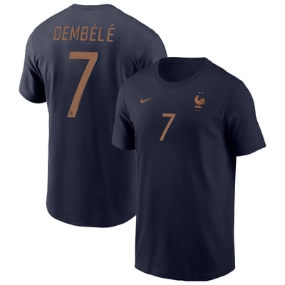 Ousmane Dembélé France National Team Jordan Brand Name & Number T-Shirt - Navy