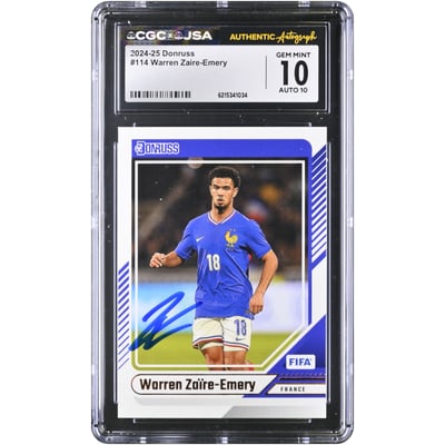 Warren Zaïre-Emery France National Team Autographed 2024-25 Panini Donruss #114 CGC Authenticated 10/10 Card