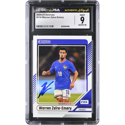 Warren Zaïre-Emery France National Team Autographed 2024-25 Panini Donruss #114 CGC Authenticated 9/10 Card