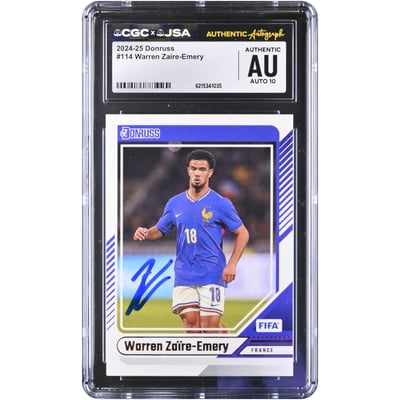 Warren Zaïre-Emery France National Team Autographed 2024-25 Panini Donruss #114 CGC Authenticated AUTO 10 Card