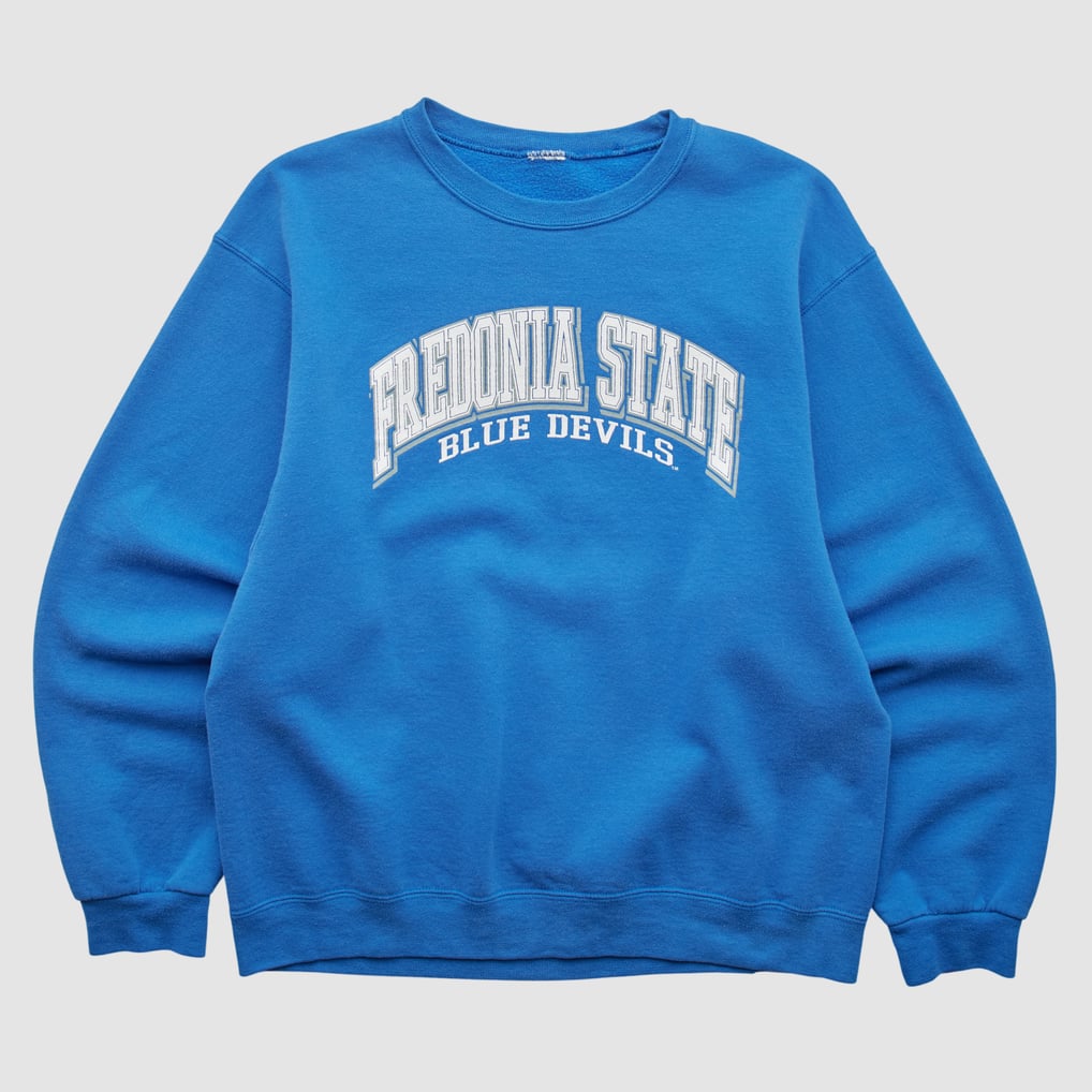 Fredonia State Blue Devils 2000s Pullover Sweatshirt - Blue - S by Fanatics Real Vintage