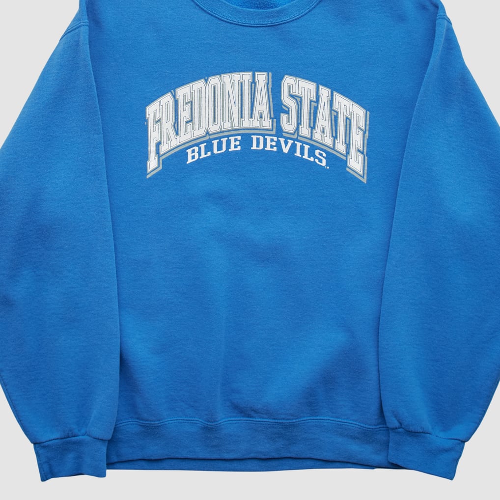 Fredonia State Blue Devils 2000s Pullover Sweatshirt - Blue - S by Fanatics Real Vintage