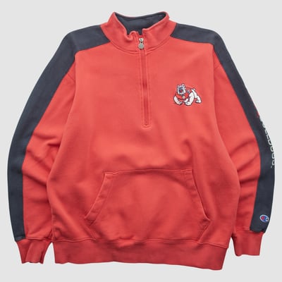 Fresno State Bulldogs Champion 2000s 1/4 Zip Sweatshirt - Red - L by Fanatics Real Vintage