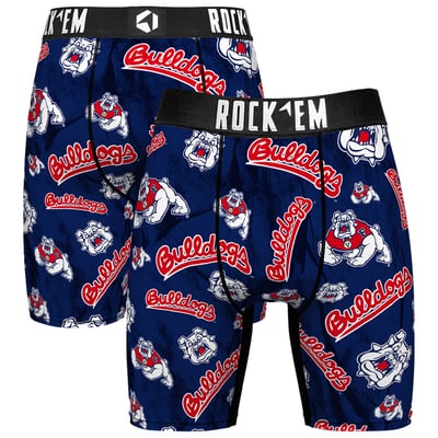  Fresno State Bulldogs Rock Em All Over Logo Boxer Briefs - Navy