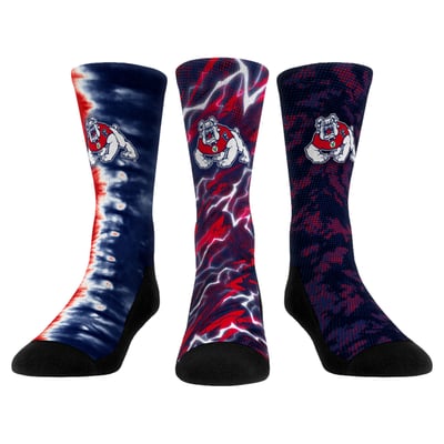 Fresno State Bulldogs Rock Em Unisex Team Tones Three-Pack Crew Socks