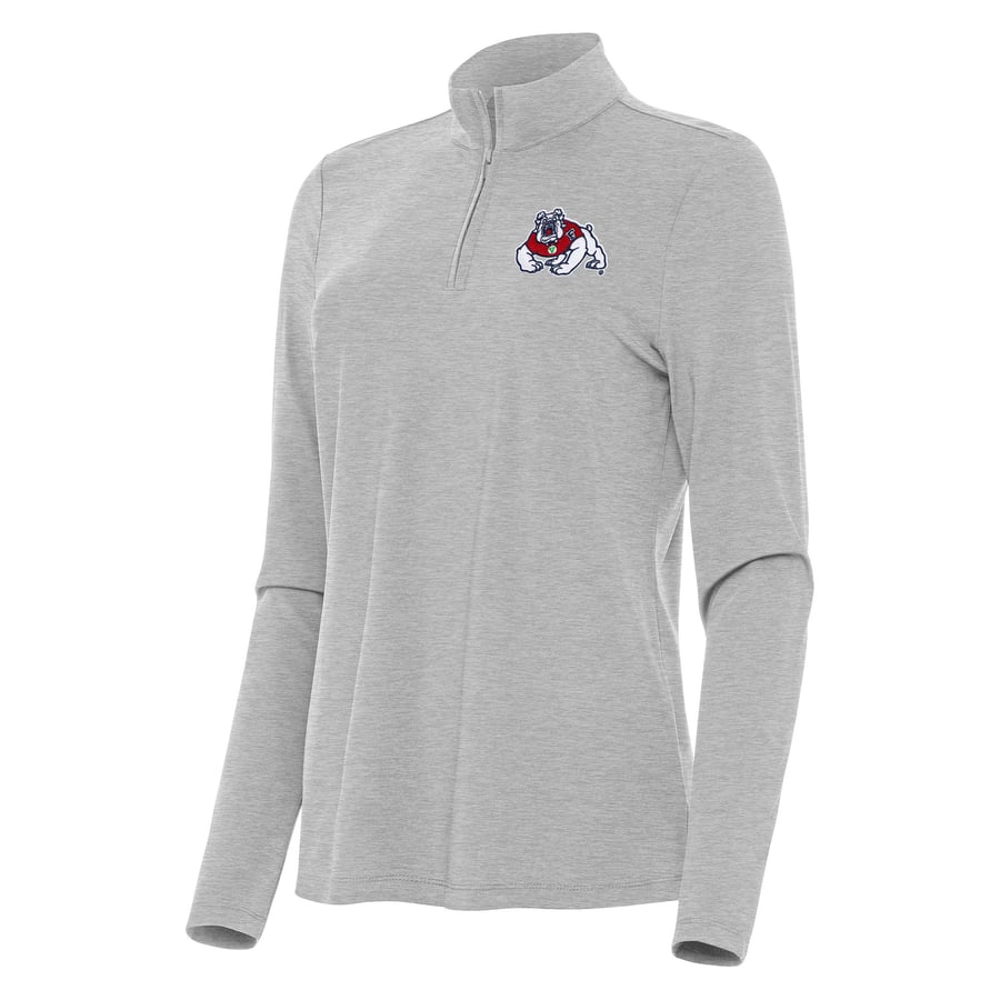 Fresno State Bulldogs Antigua Women's Bright Quarter-Zip Top - Heather Gray