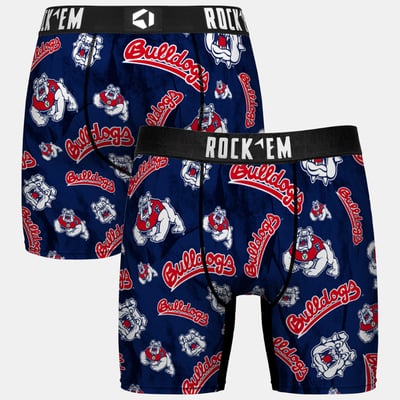  Fresno State Bulldogs Rock Em Youth All Over Logo Boxer Briefs - Navy