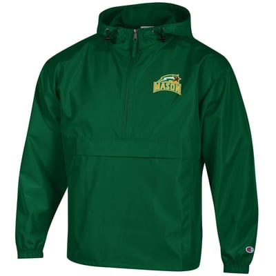 George Mason Patriots Champion Packable Half-Zip Hooded Jacket - Green
