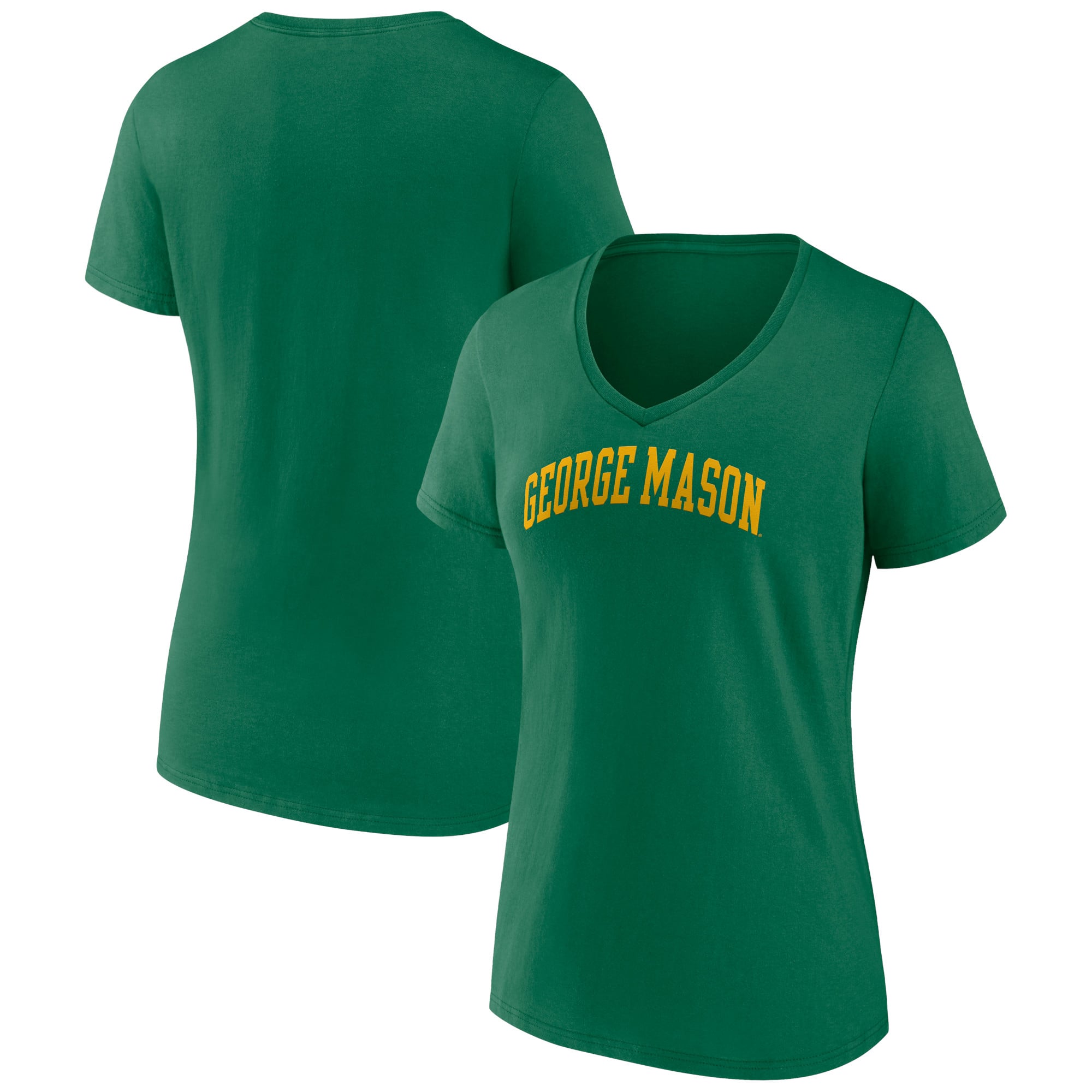 George Mason Patriots Women's Basic Arch V-Neck T-Shirt - Green